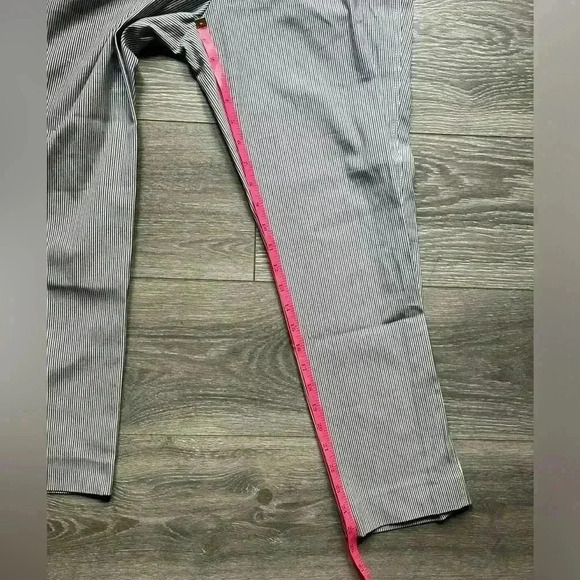 Theory Blue Gray Vertical Stripe Side Zip Career Office Cropped Womens 6 Pants - Picture 8 of 8